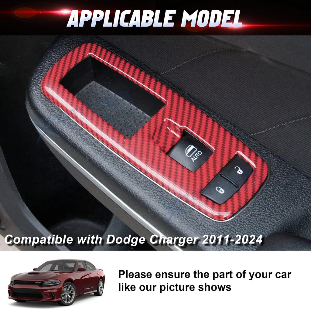 Carbon Fiber ABS Window Lift Control Panel Cover for Dodge Charger (2015-2021)