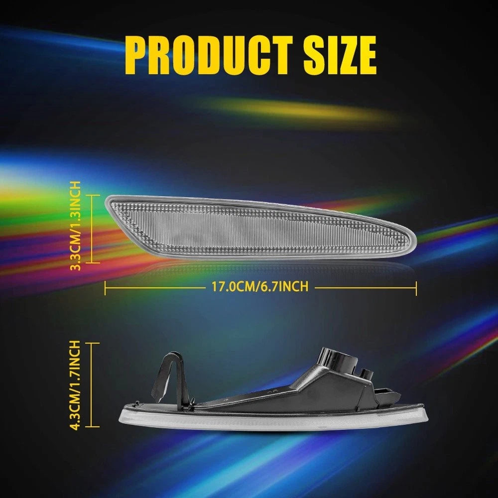 Pair Clear Lens Front Bumper Side Marker Lights for Mercedes W211 (2003–2006)