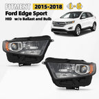 HID Xenon Headlight Pair for Ford Edge (2015–2018) w/o Ballast & Bulb