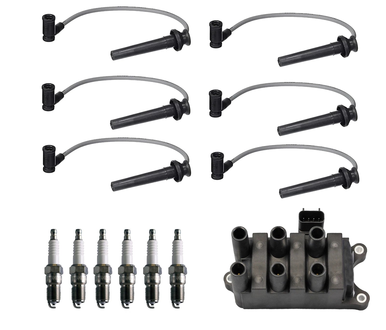 Set of 6 Denso Ignition Coil Wire Spark Plugs for Ford Mercury