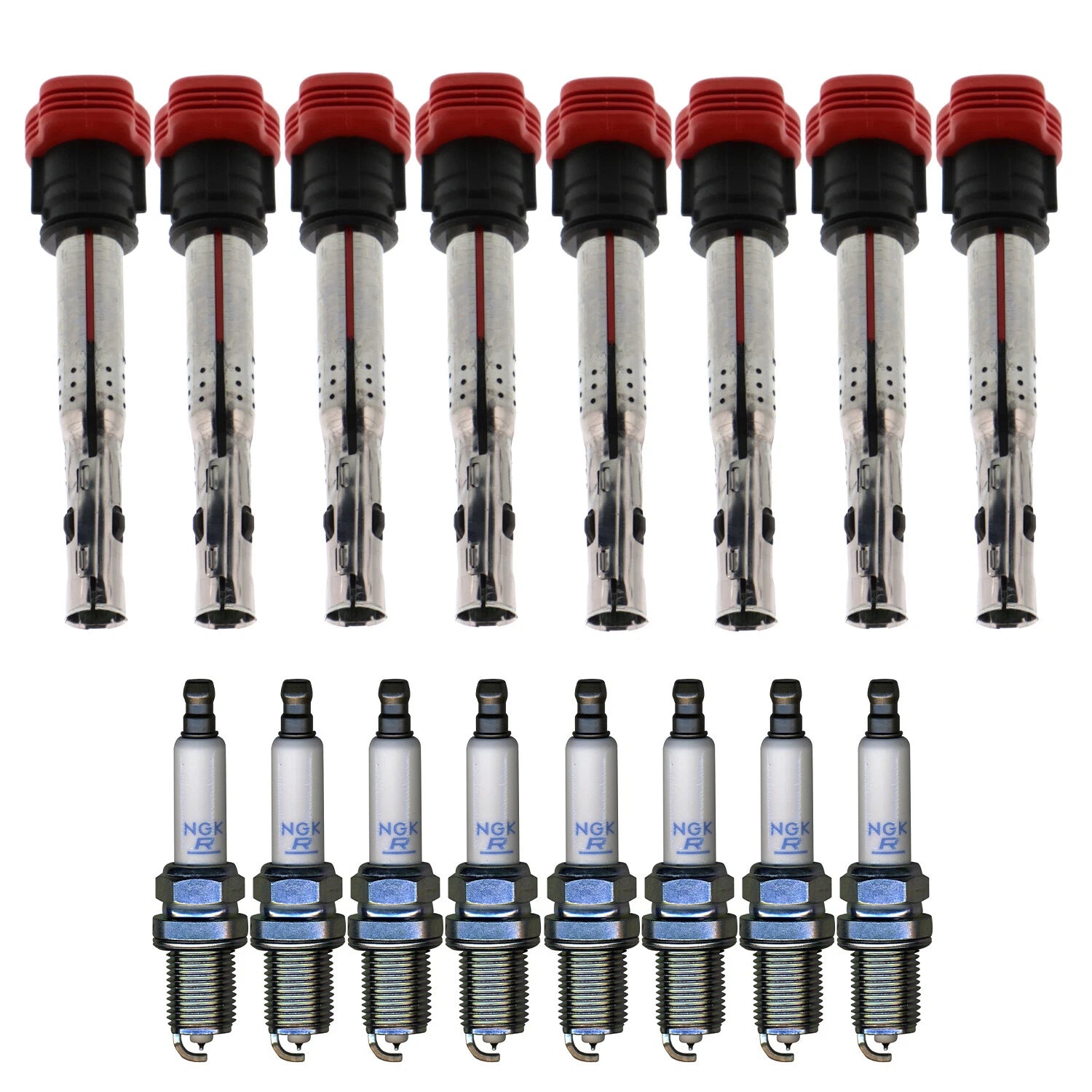 Set of 8 Ignition Coils & NGK Laser Platinum Spark Plugs for Audi R8 S5 RS5 (2007–2021)