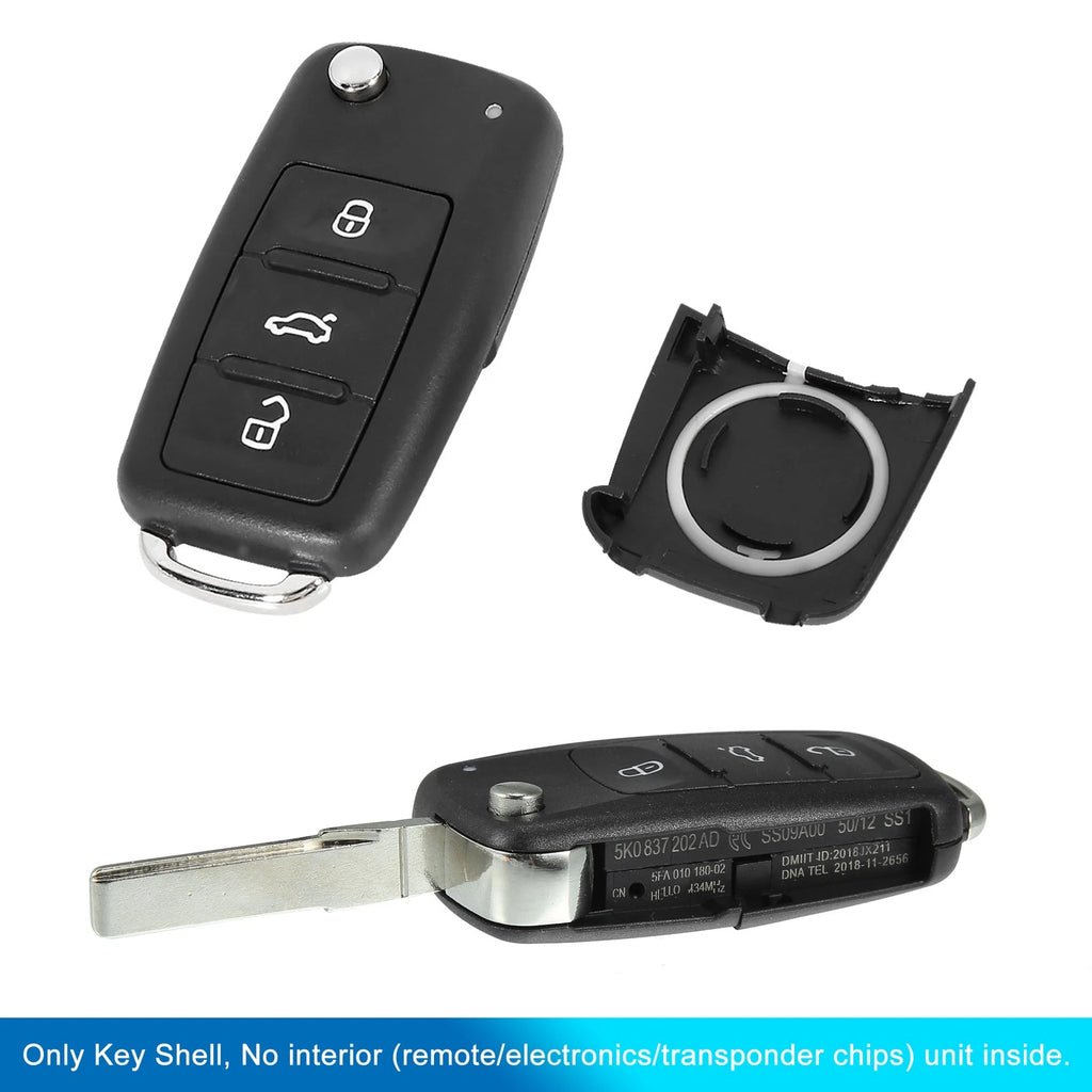 Key Shell Case for VW Beetle, Caddy, Jetta (1X)