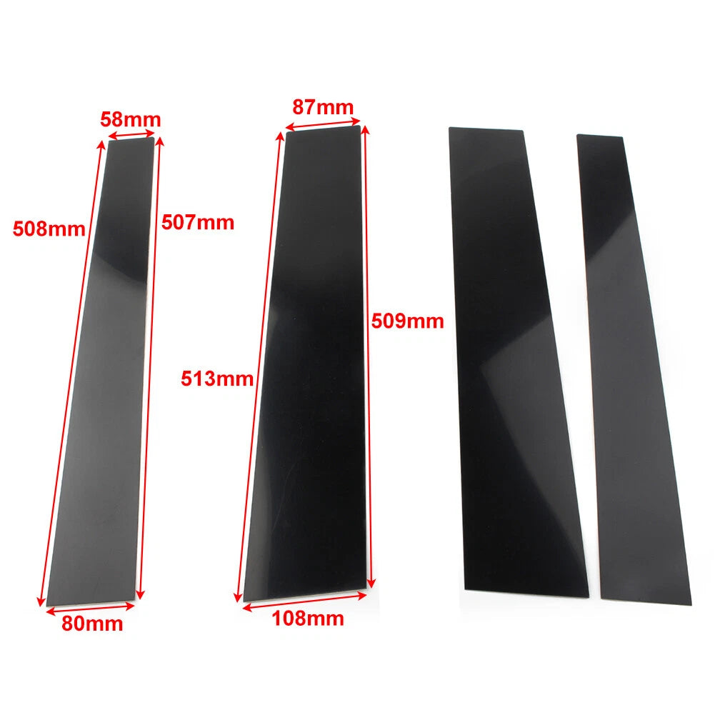 Set of 4 Black Pillar Posts Door Trim Covers for Toyota Tundra (2007–2020)