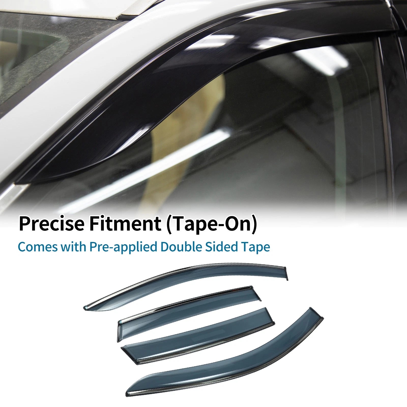 Set of 4 Window Deflectors for Honda CR-V (2007–2011) Black Vent Visors