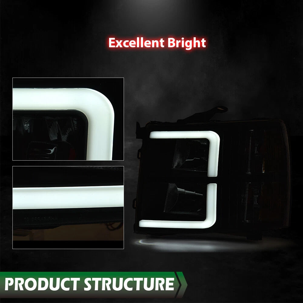 LED DRL Tube Headlights for Chevy Silverado (2007–2013)