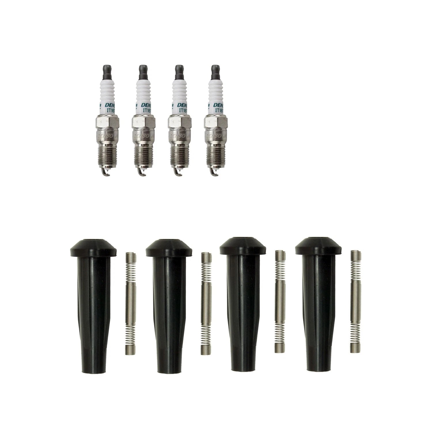 Set of 4 Denso Iridium Spark Plugs & NGK Coil Boots for Escape Mariner (L4 2.3)