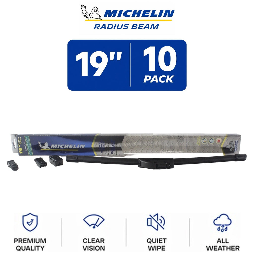 Set of 10 Michelin Radius Beam Wiper Blades 19" Curved All-Weather