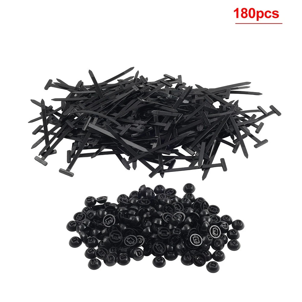 180Pcs Zip Tie Cable Buckle Self-Locking Fastener for Automotive Use