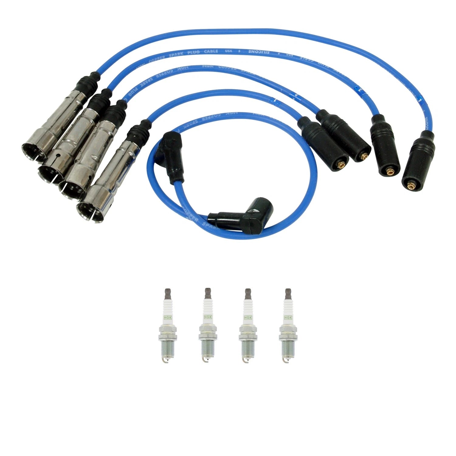 NGK 7mm Wire Set & 4 Platinum Spark Plugs for Volkswagen Golf GTI (1990–1999)