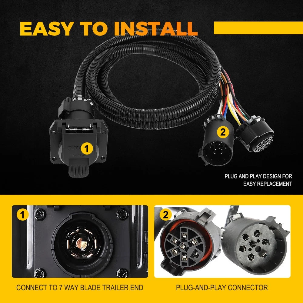 Trailer Wiring Extension Harness for Truck Bed 7 Way RV