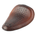 Brown Alligator Motorcycle Leather Solo Driver Seat for Harley Bobber Chopper