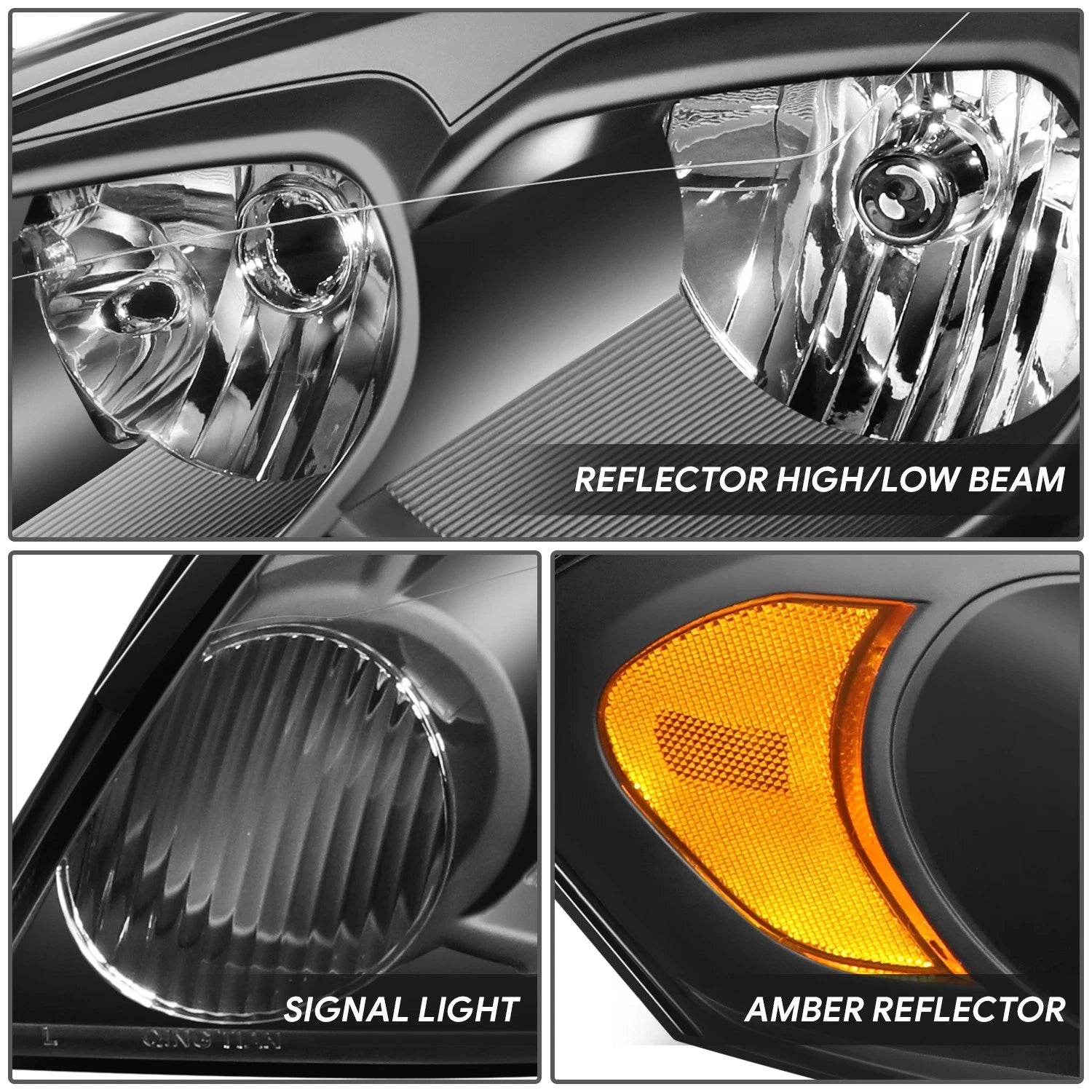 Set of 2 Black Housing Amber Corner Bumper Headlights for Chevy Impala (2006–2016)