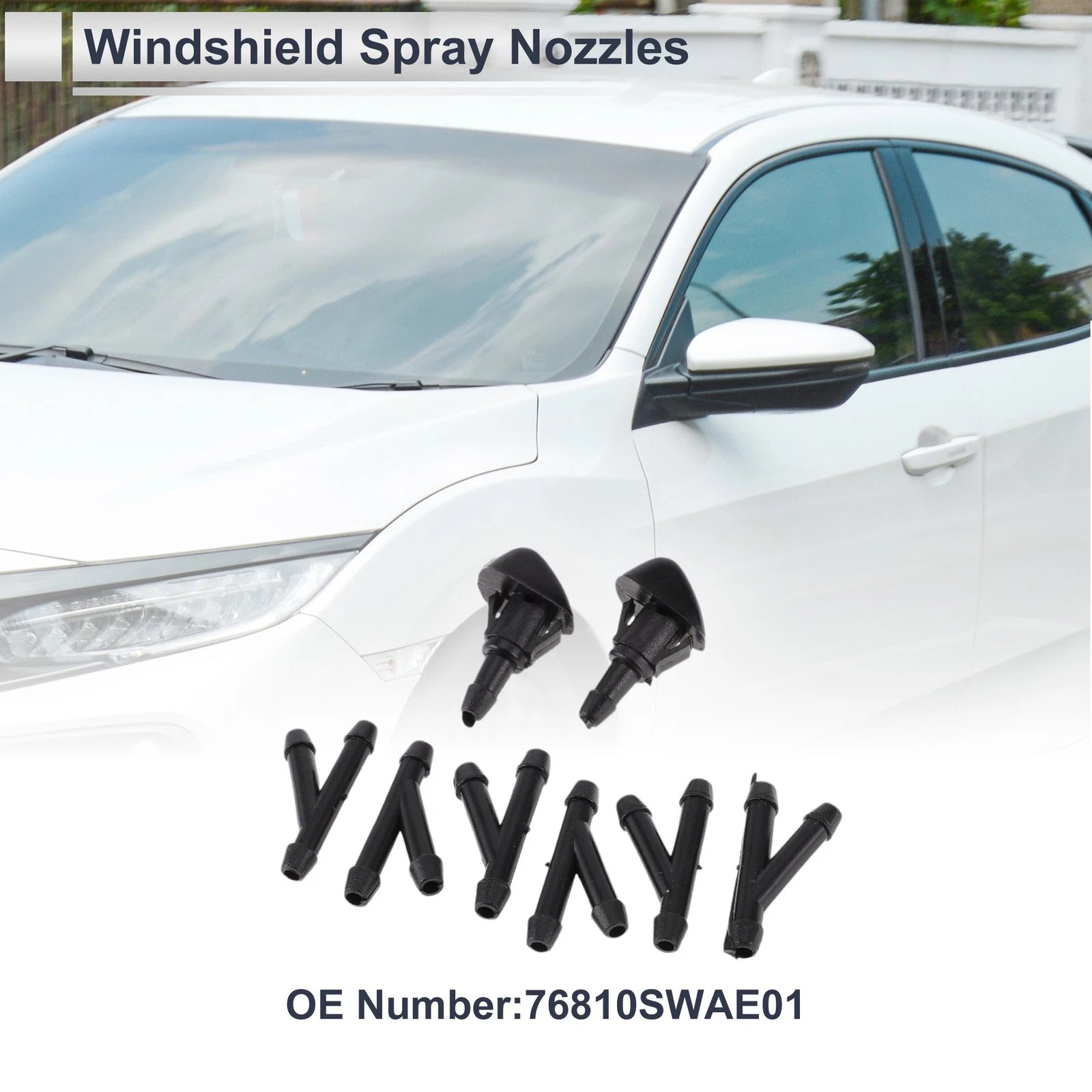 Washer Nozzle Set of 6 w/ Hose Connector for Honda (No. 76810SWAE01)