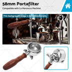 58mm Portafilter for La Marzocco (2 Spout Basket, Wood Handle)