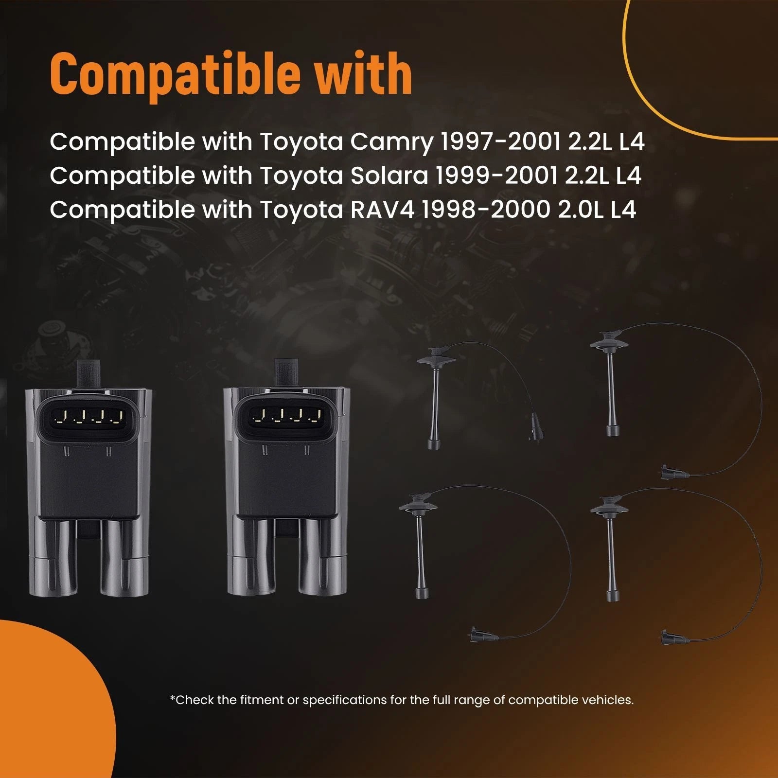 2X Ignition Coil & 4X Wire Set for Toyota Camry/Solara (1997–2001)