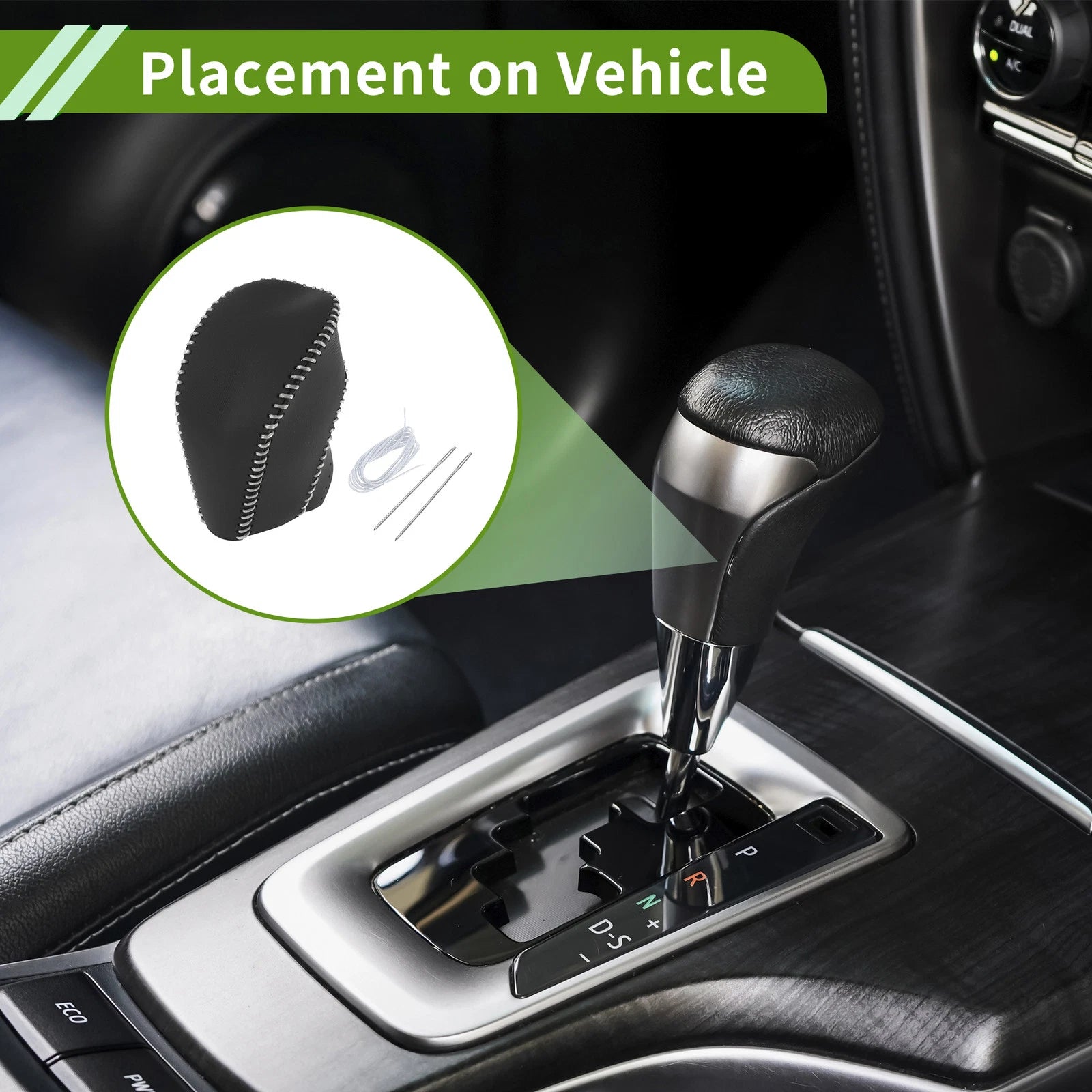 Gear Shift Knob Cover for Toyota Highlander (2008–2013) Black Gray