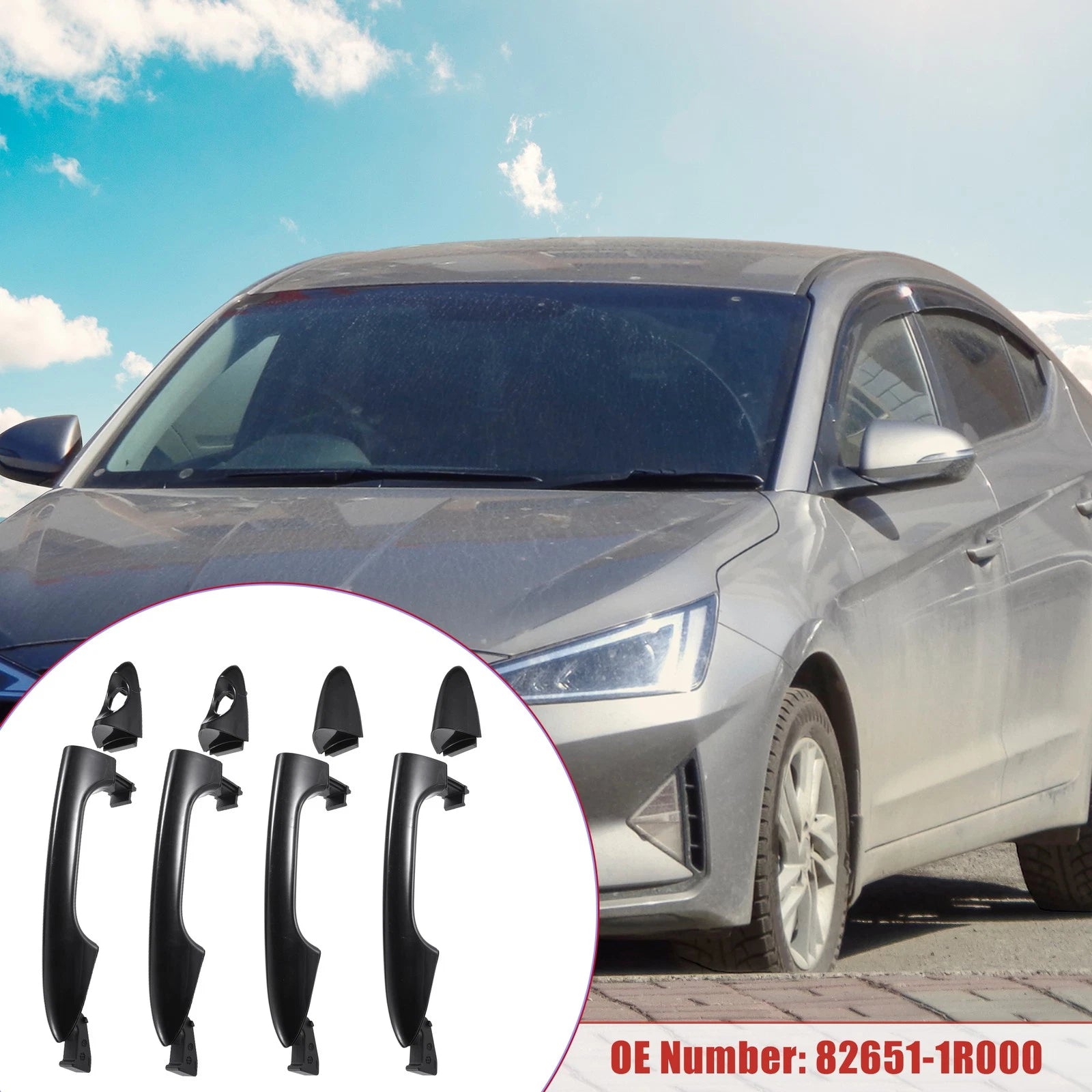 Set of 2 Door Handles for Hyundai Accent (2012–2017) 82651-1R000/82661-1R000