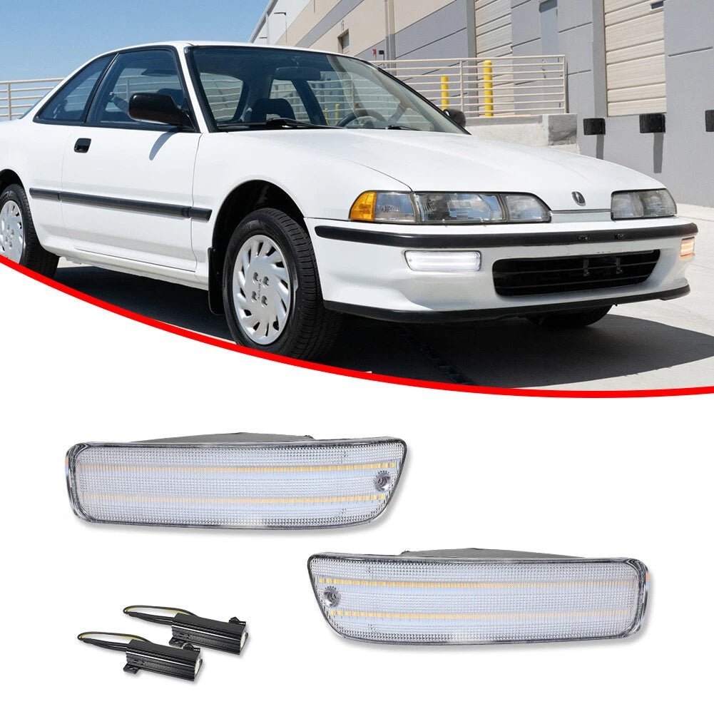 2X Clear Front Bumper Switchback LED Parking Signal Light for Acura Integra (1992–1993)
