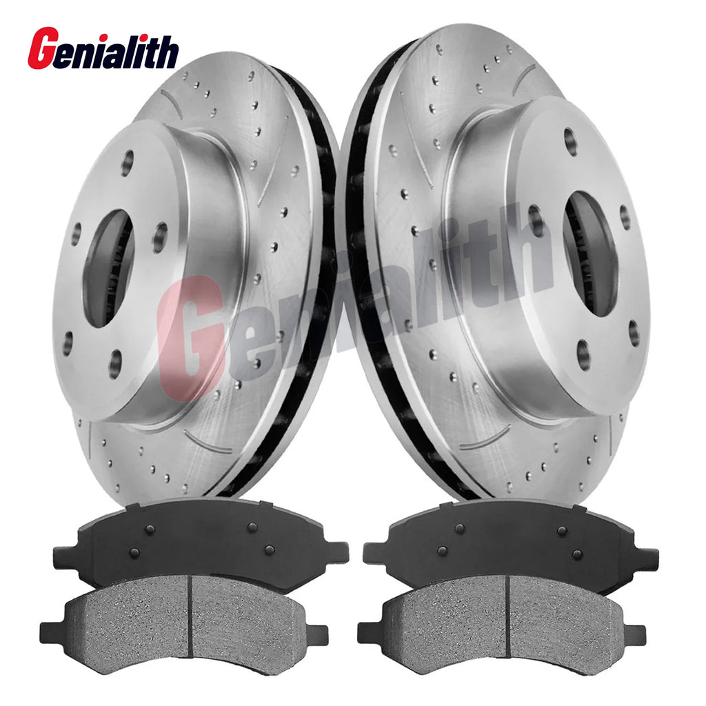 Front Drilled Disc Brake Rotor & Ceramic Brake Pads Kit for Ford Mustang (2004)