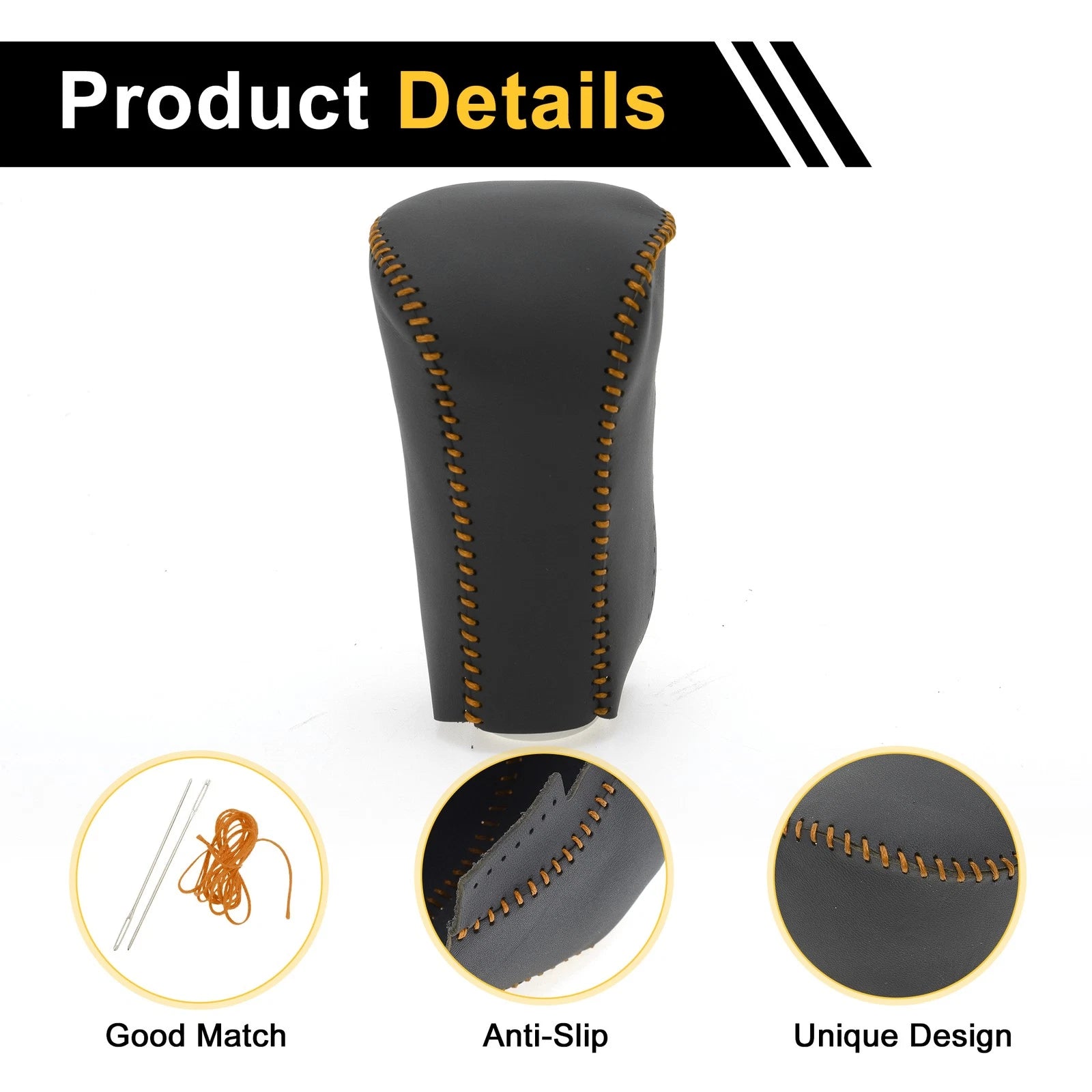 Gear Shift Knob Cover for Honda Accord (2008–2012) Black Brown Faux Leather