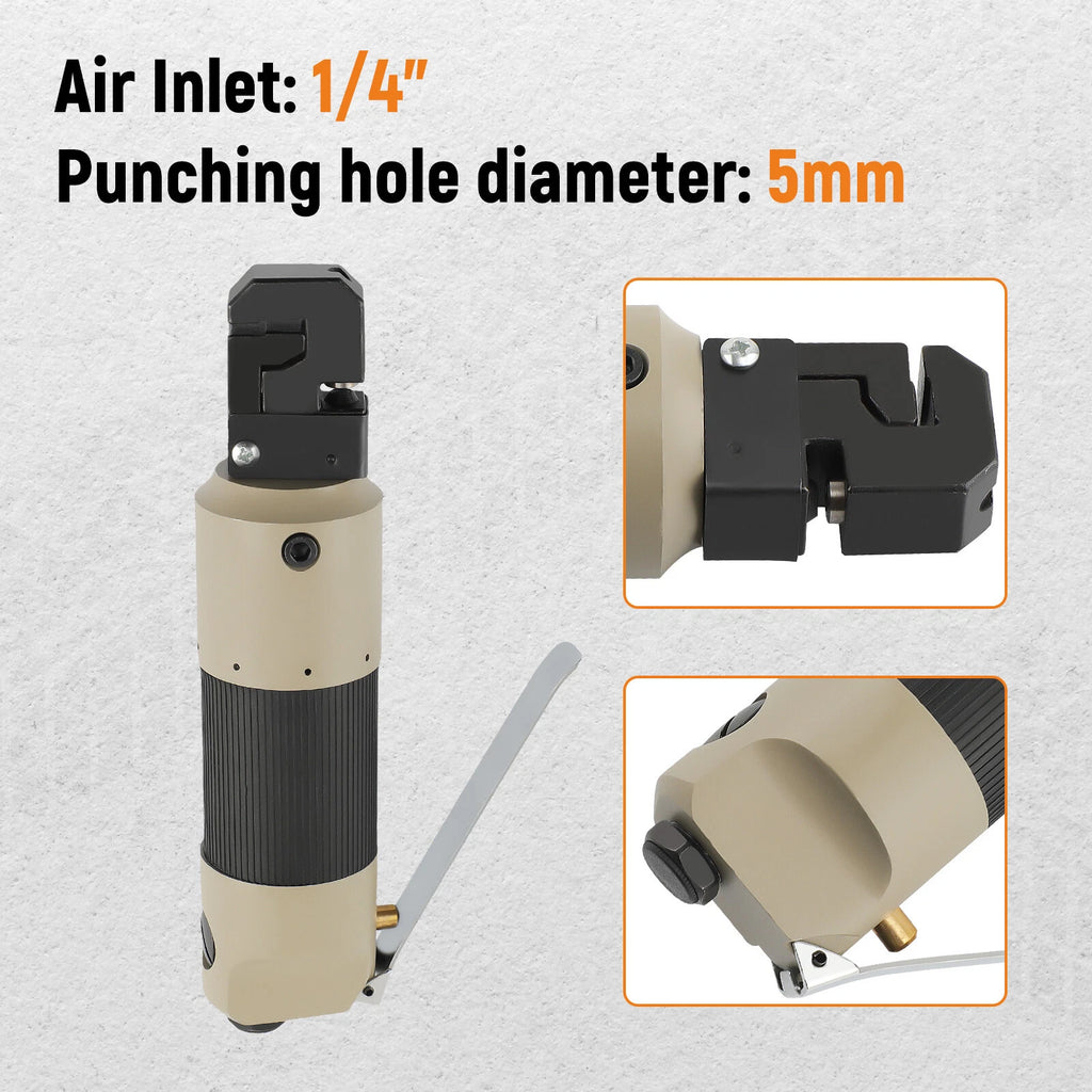 Air Punch Flange Tool for Sheet Metal (3/16" Hole, 90 PSI)