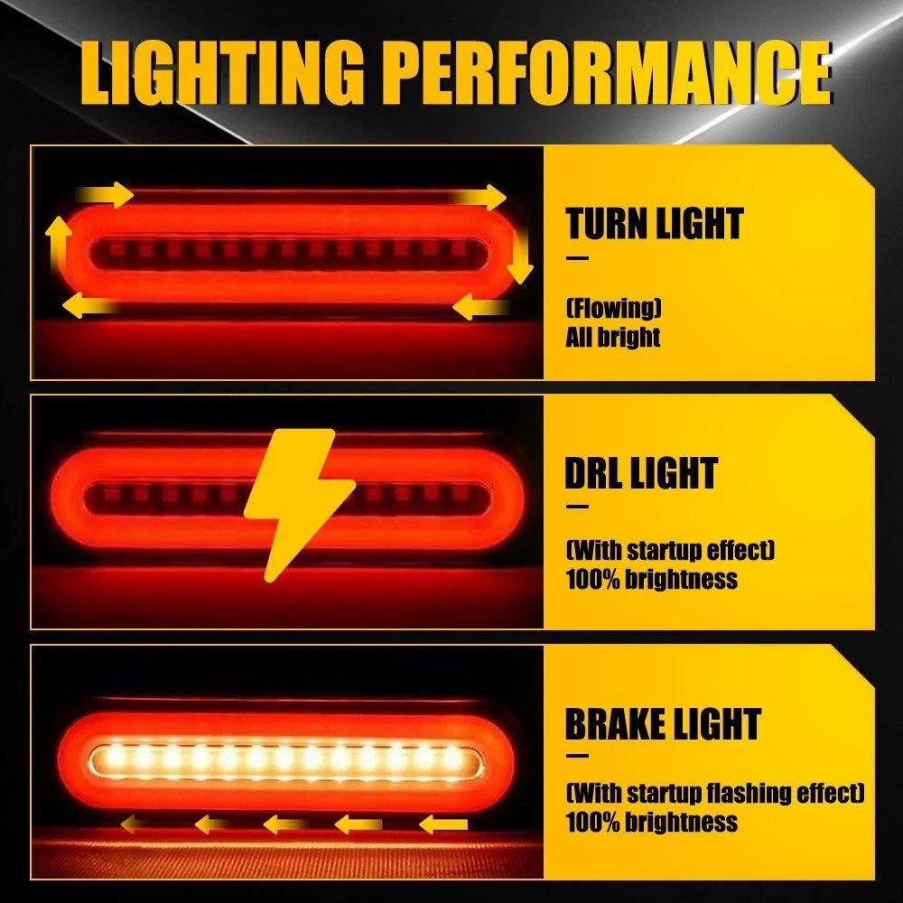 2X Tail Brake Light for Universal Car Truck Trailer (ABS+PC, Red & Amber)