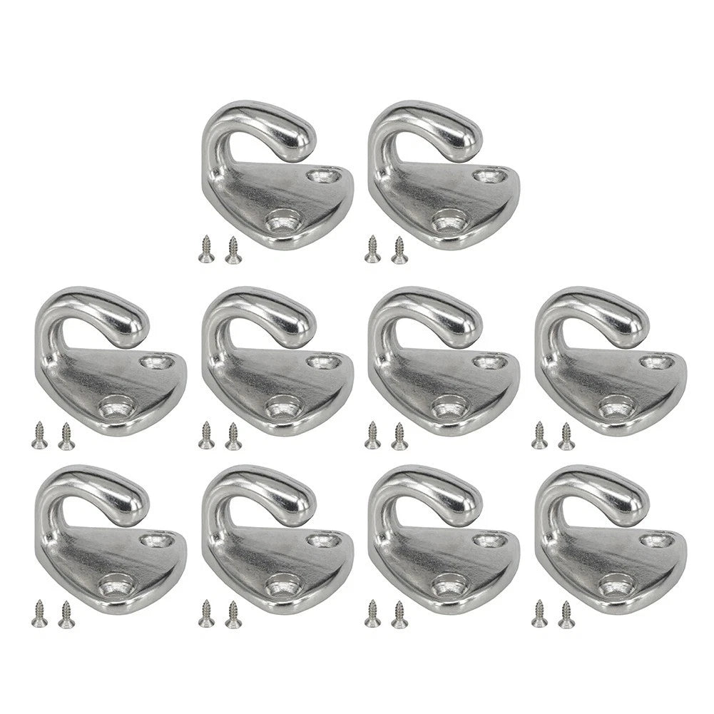 Tarp Hook Kit 10PCS 316 SS with 20 Screws for Trailers Boats Motorhomes