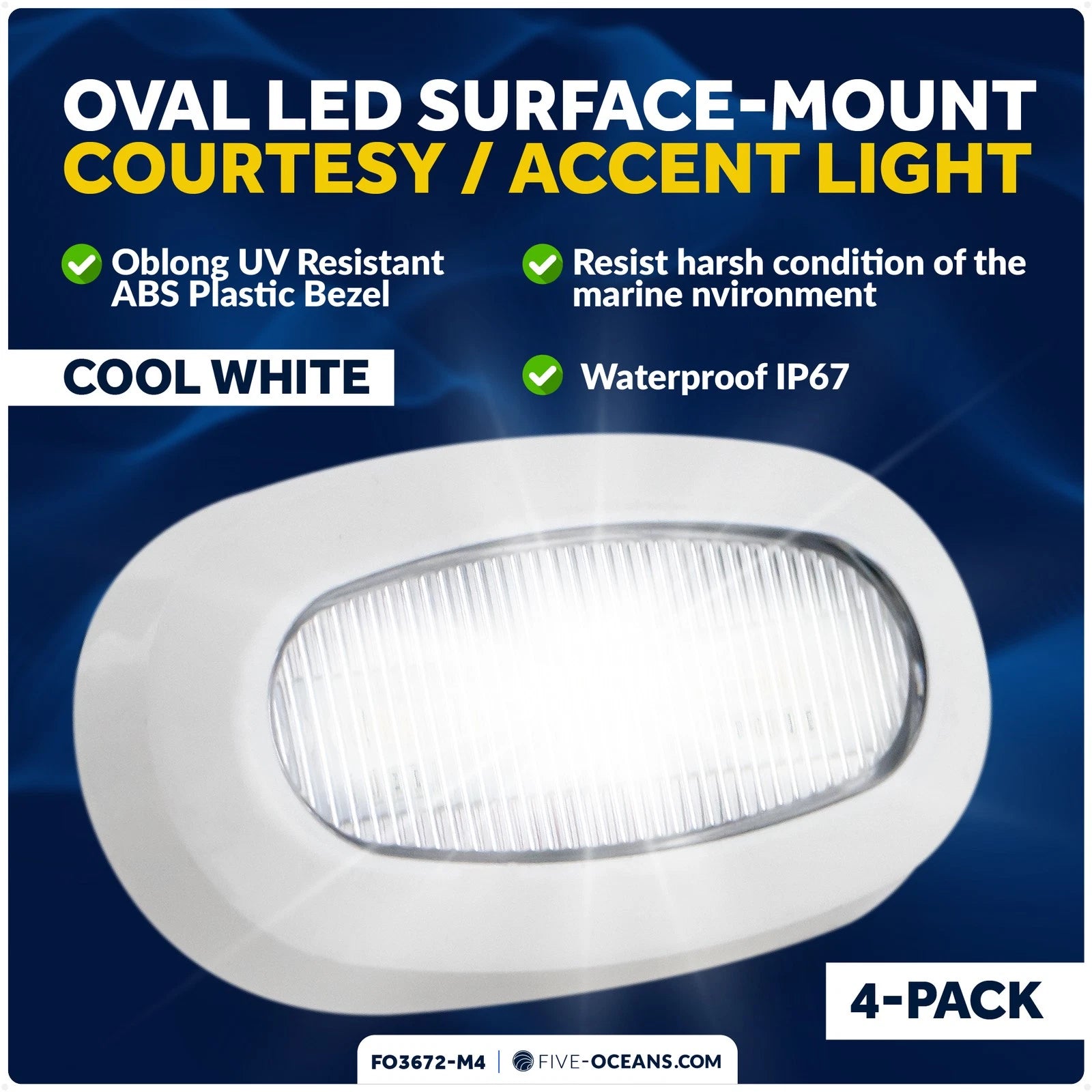 4X Oblong LED Courtesy Lights for Boat Interior