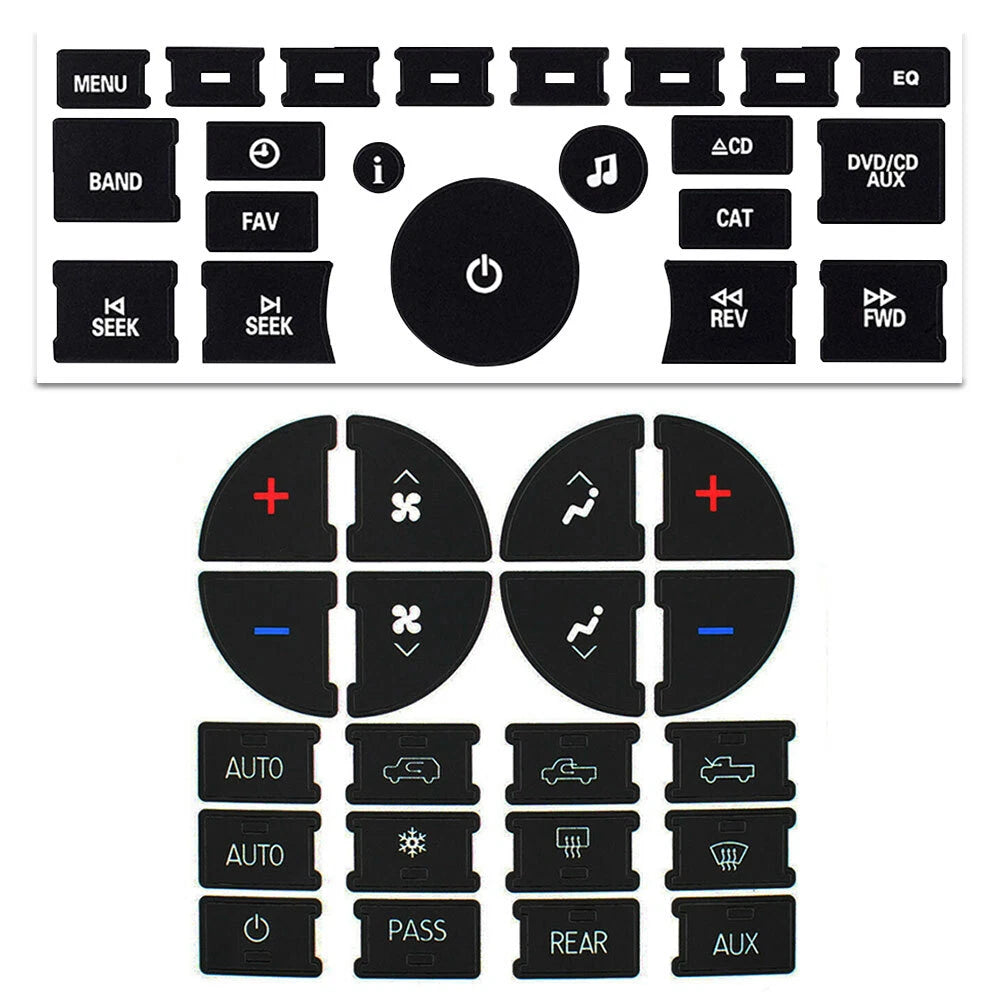 Radio and Climate Control Button Repair Decals for GM GMC Chevy (YYYY–YYYY)