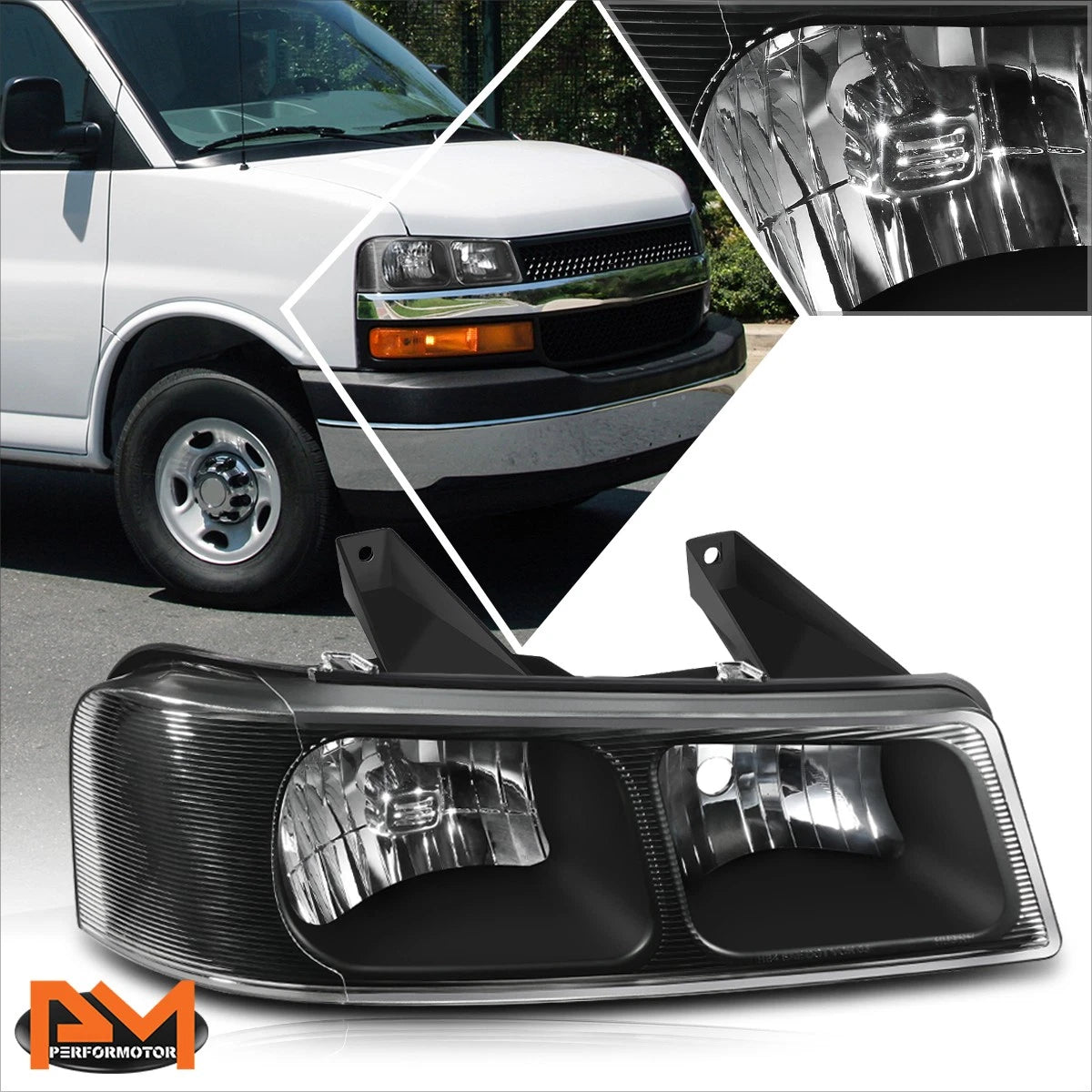 Right Side Headlight Lamp for Express Savana 1500-4500 (2003–2024) Black