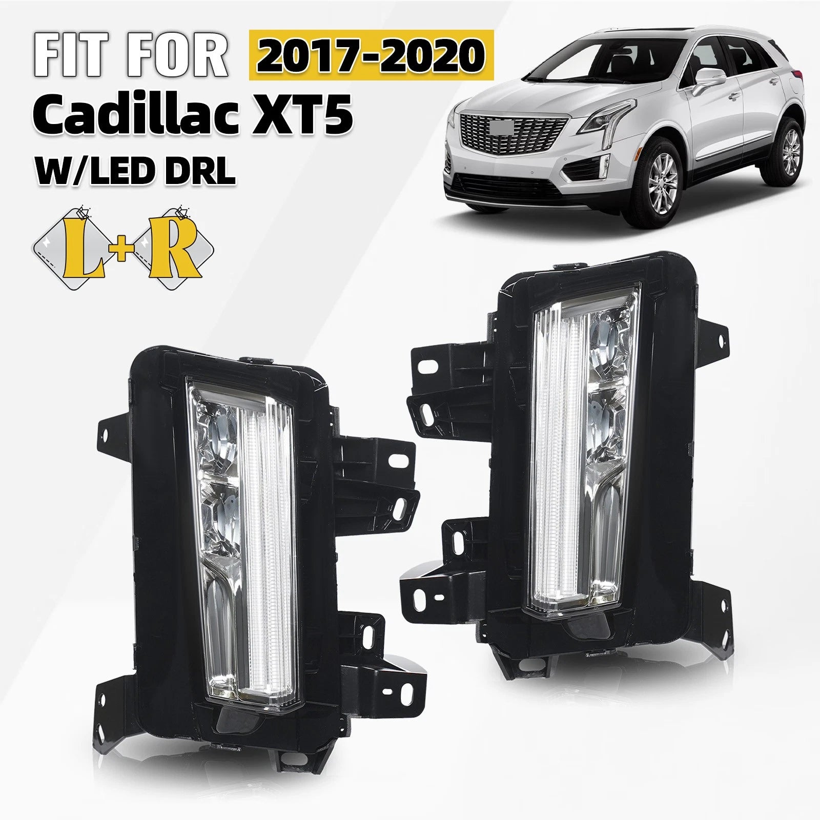 LED DRL Cornering Fog Light Pair for Cadillac XT5 (2017–2020)