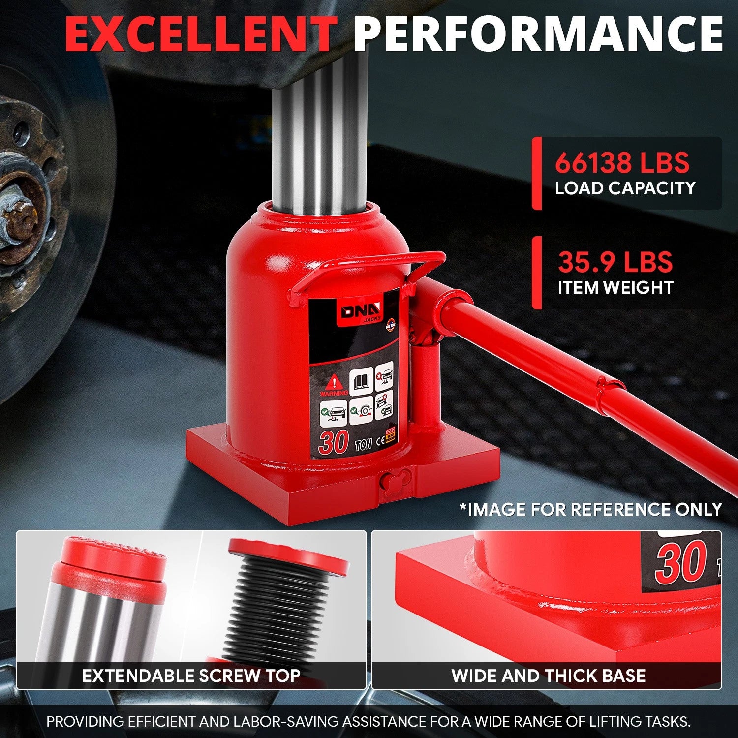 30 Ton Manual Steel Hydraulic Bottle Jack for Auto Repair
