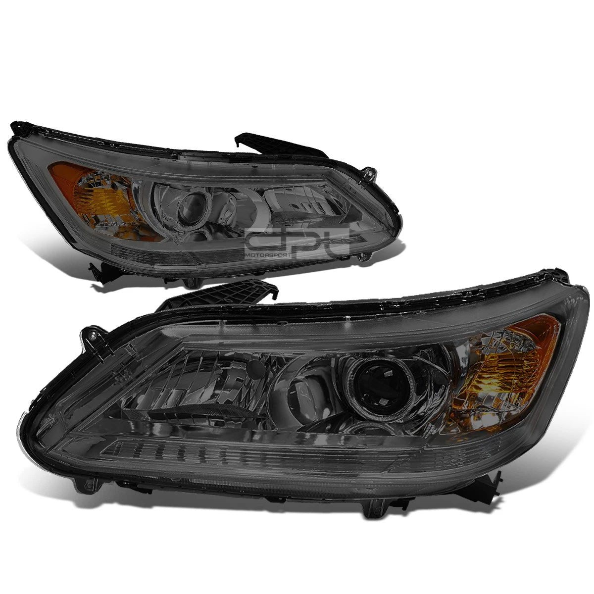 Pair of Smoked Housing Amber Corner Projector Headlights for Honda Accord (2013–2015)