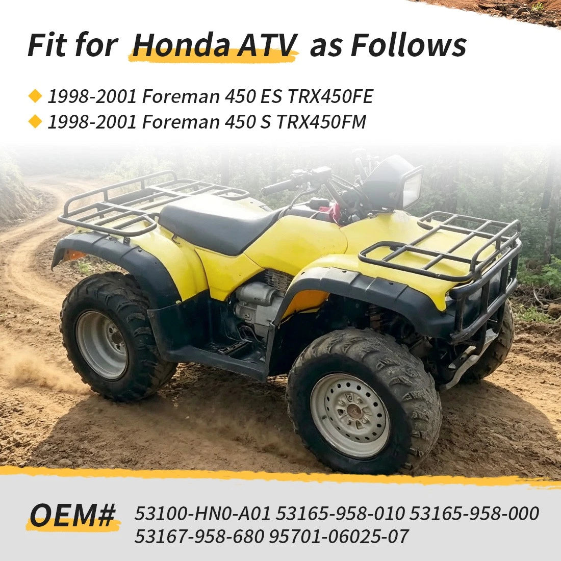 Handlebar w/Grips for Honda Foreman 450 TRX450S TRX450ES (1998–2001) 53100-HN0-A01