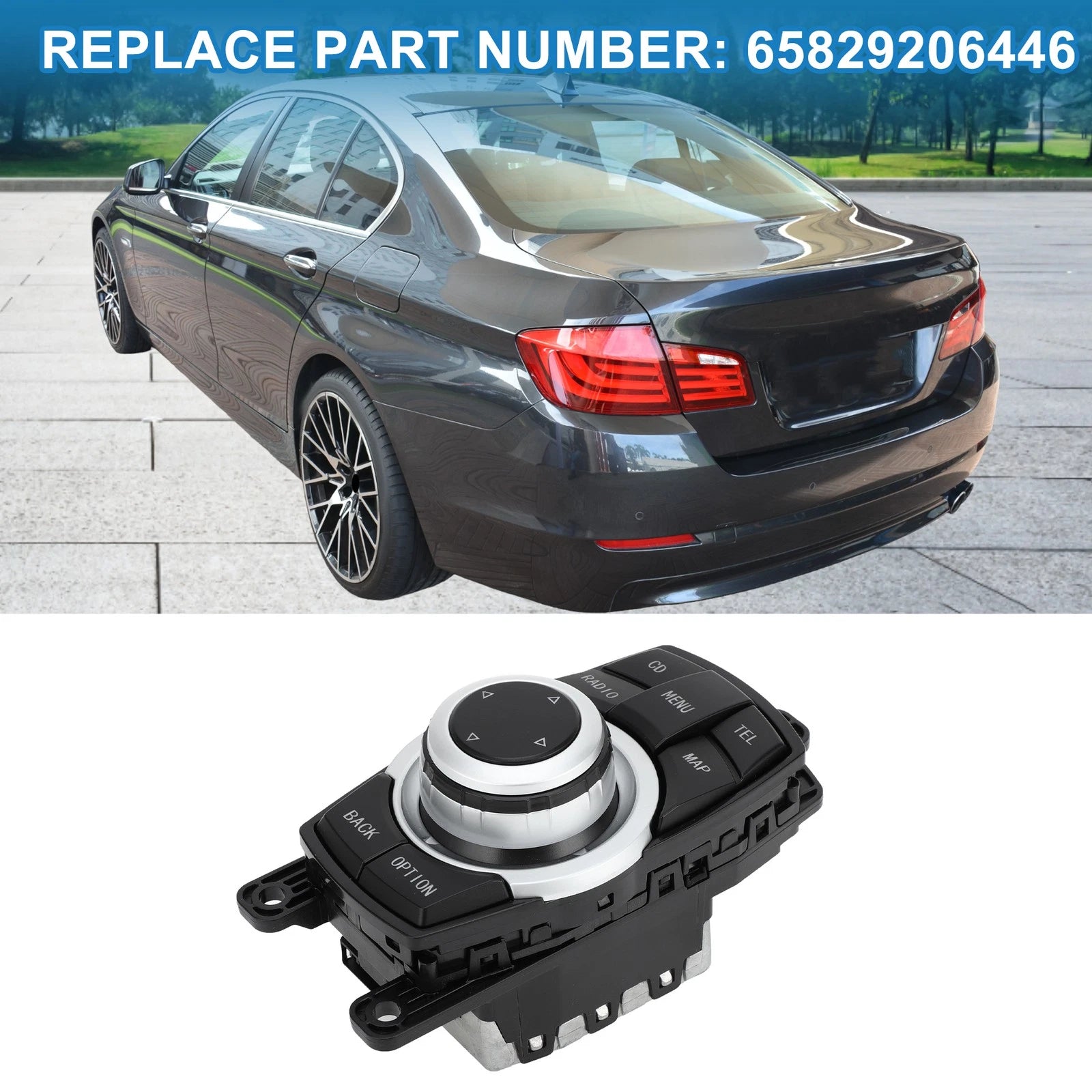 Steering Wheel Control Switch No. 65829206446 for BMW 528i (2010–2011) Black