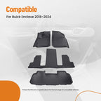 Floor Mats Liner for Buick Enclave (2018–2024) TPE Black All Weather