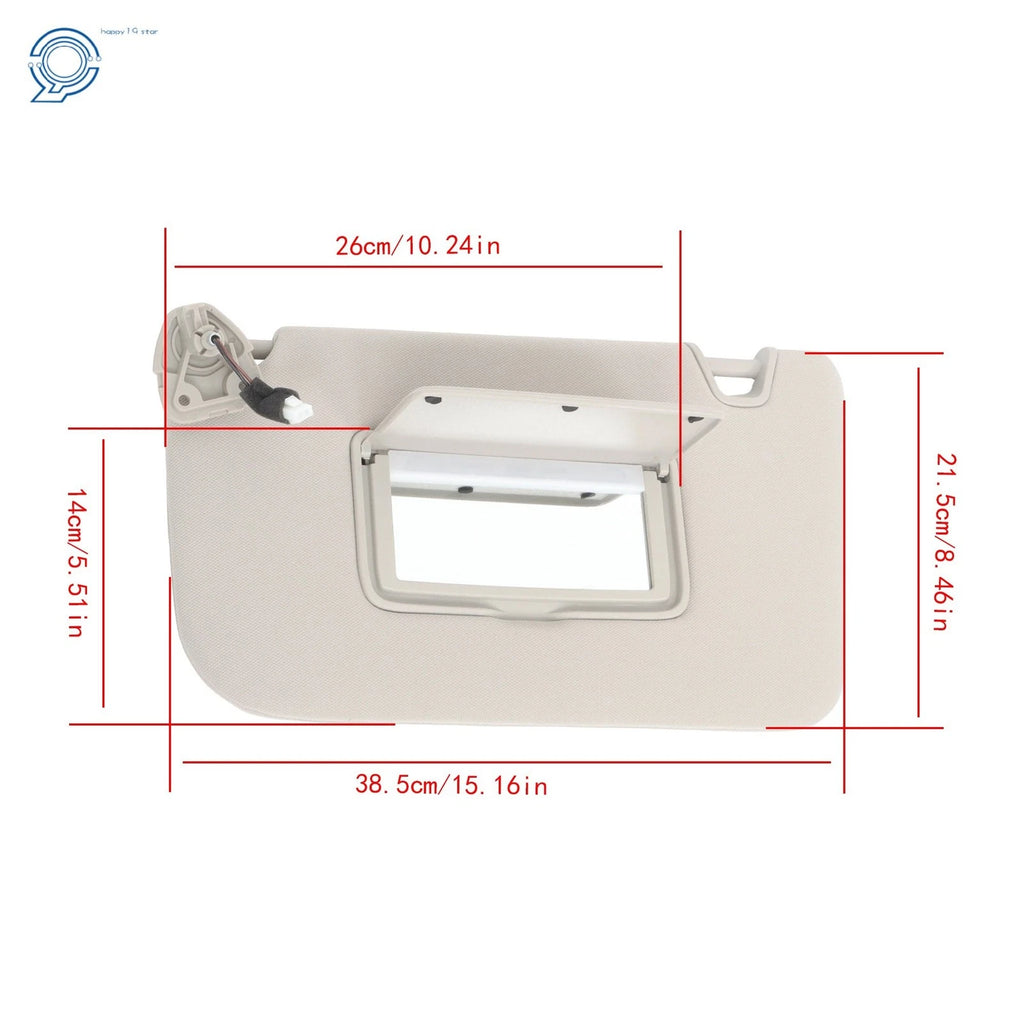 Front Left Driver Sun Visor for Nissan Rogue X-Trail (2014–2020) Gray with Light