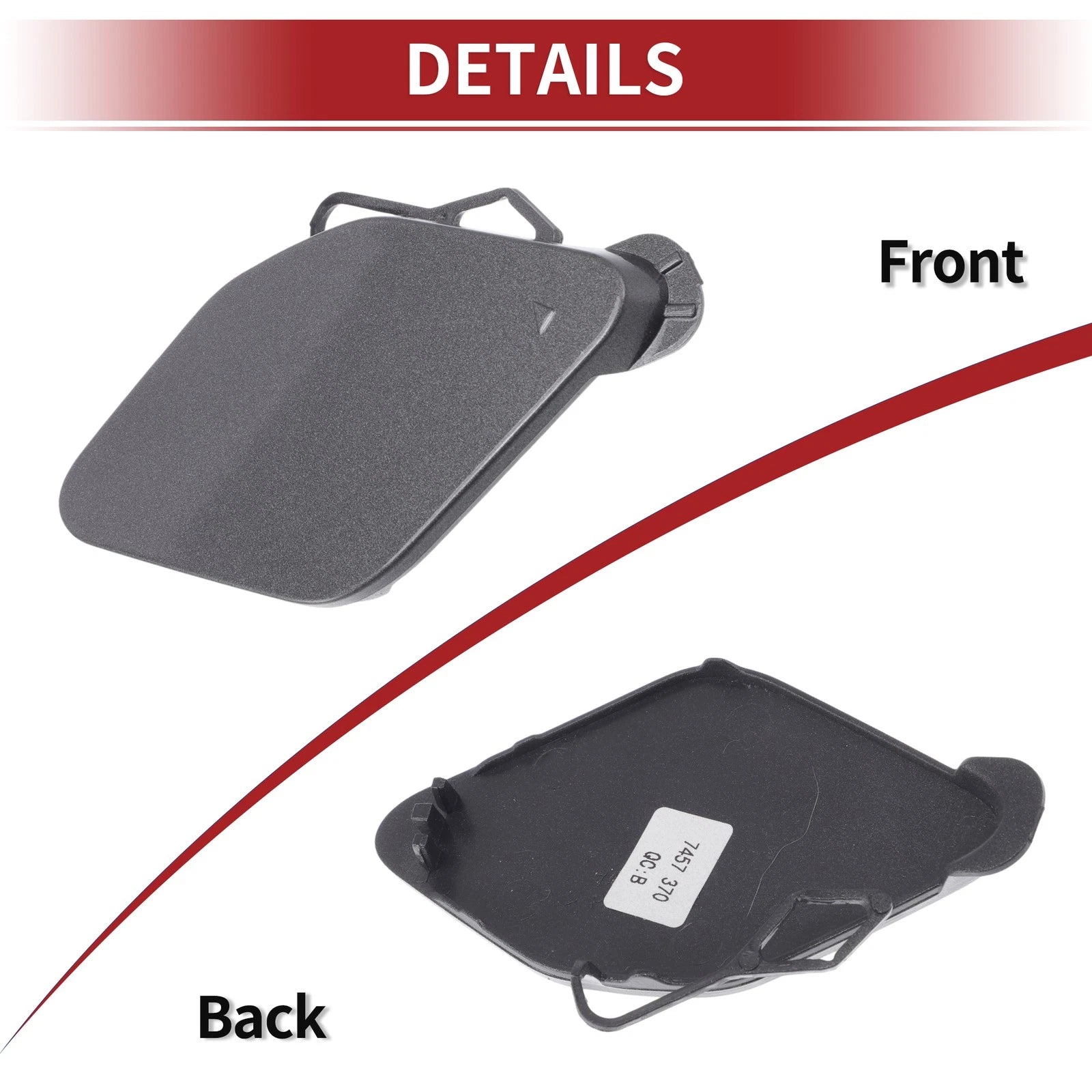 Front Bumper Tow Hook Cover for BMW 320i (2016–2018) No. 51117396837 Grey
