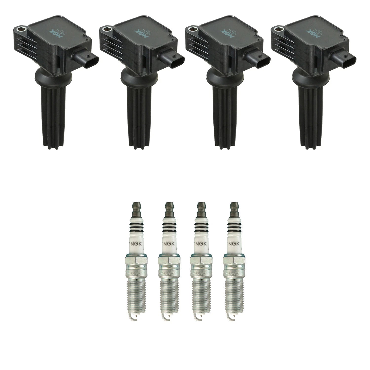 Set of 4 NGK Ignition Coils & Iridium Spark Plugs for Ford Explorer Fusion MKZ Mustang