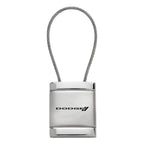 Stripe Logo on Satin-Chrome Cable Keychain - Officially Licensed for Dodge