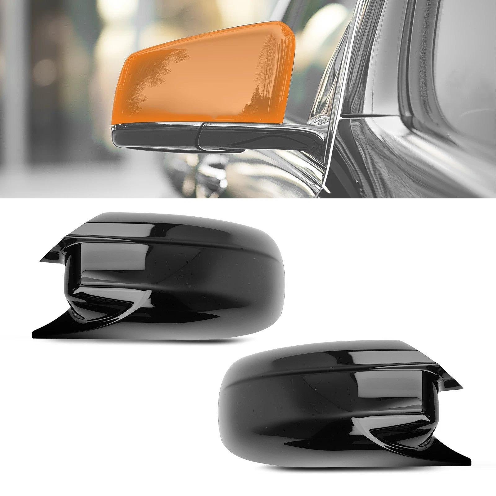 2X Mirror Cover Assembly for Dodge Charger Chrysler 300 (2011–2023) Black ABS