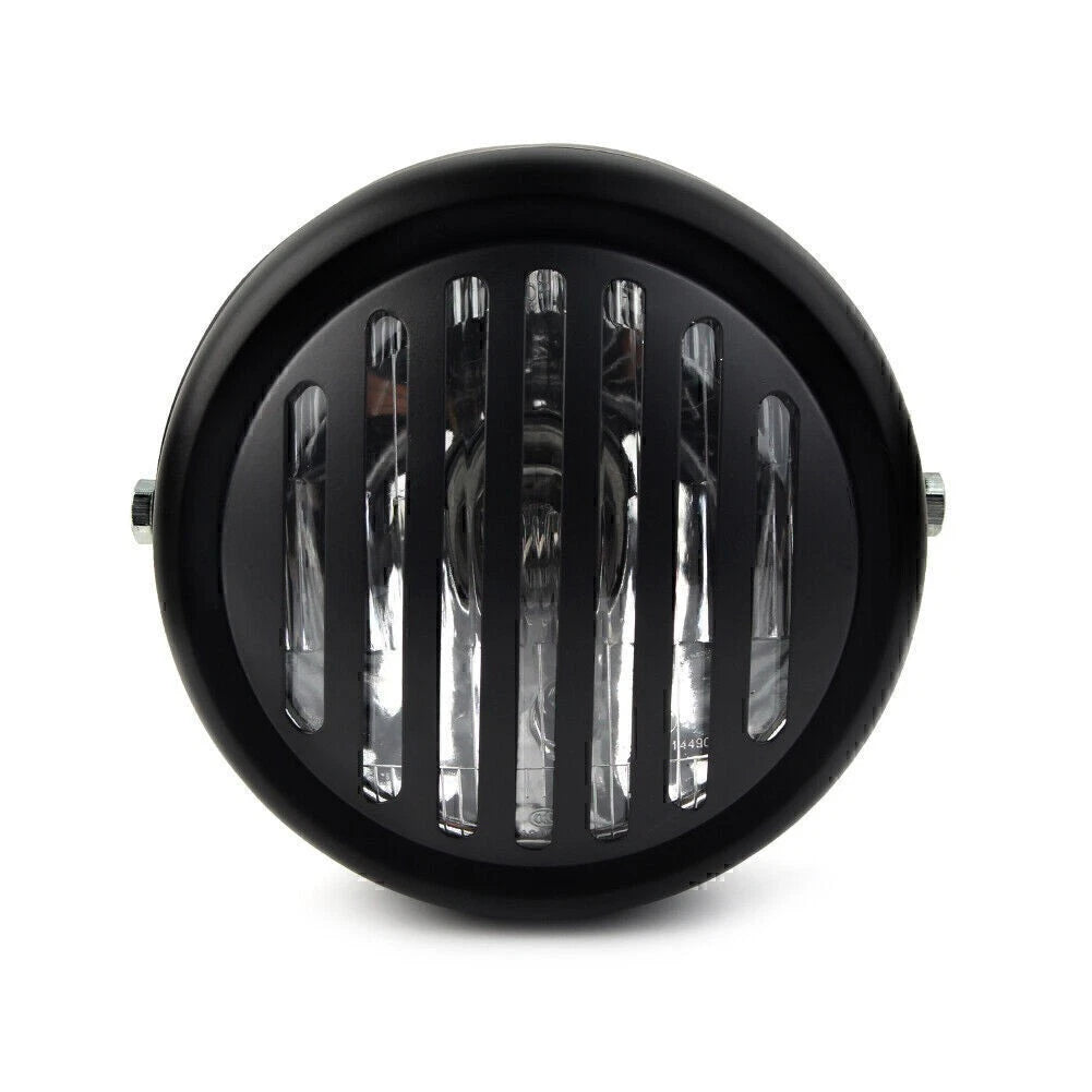 6.5" Round Scalloped Finned Grill Headlight for Harley Sportster