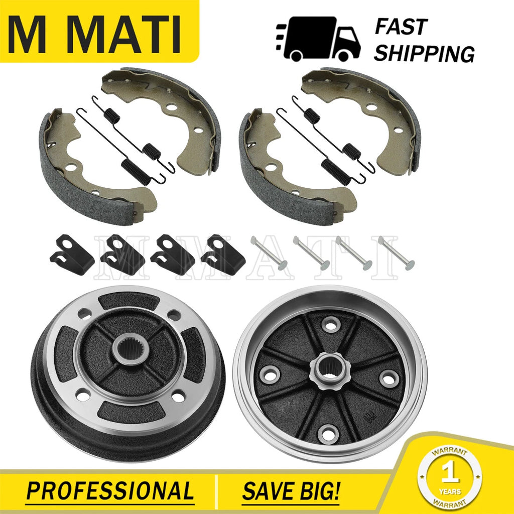 2 Front Brake Drums & Shoes for Kawasaki Mule 2510 Diesel (2000–2001)