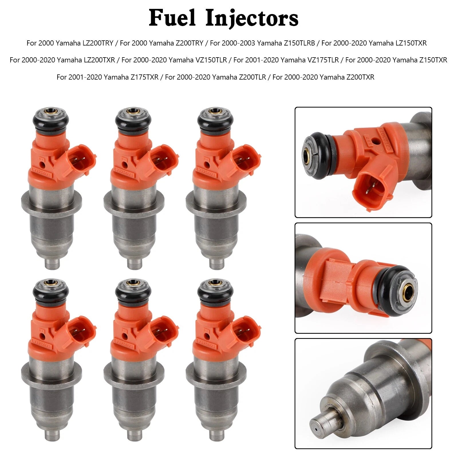 6PCS Fuel Injectors for Yamaha Outboard HPDI 150-200 HP (2000–2006) E7T05071