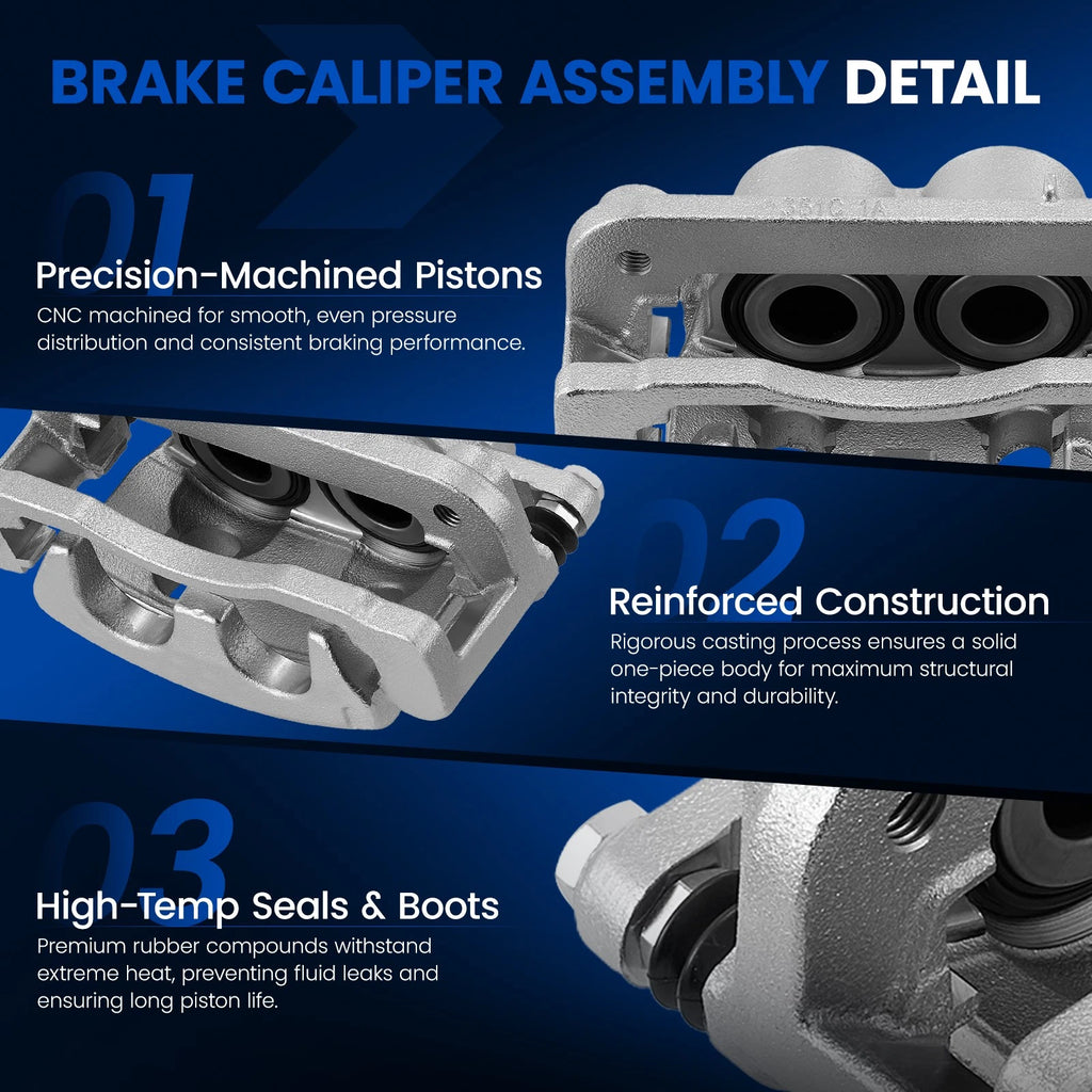2x Front Brake Calipers with Brackets for 2016-2019 Chevy Suburban 6.0L