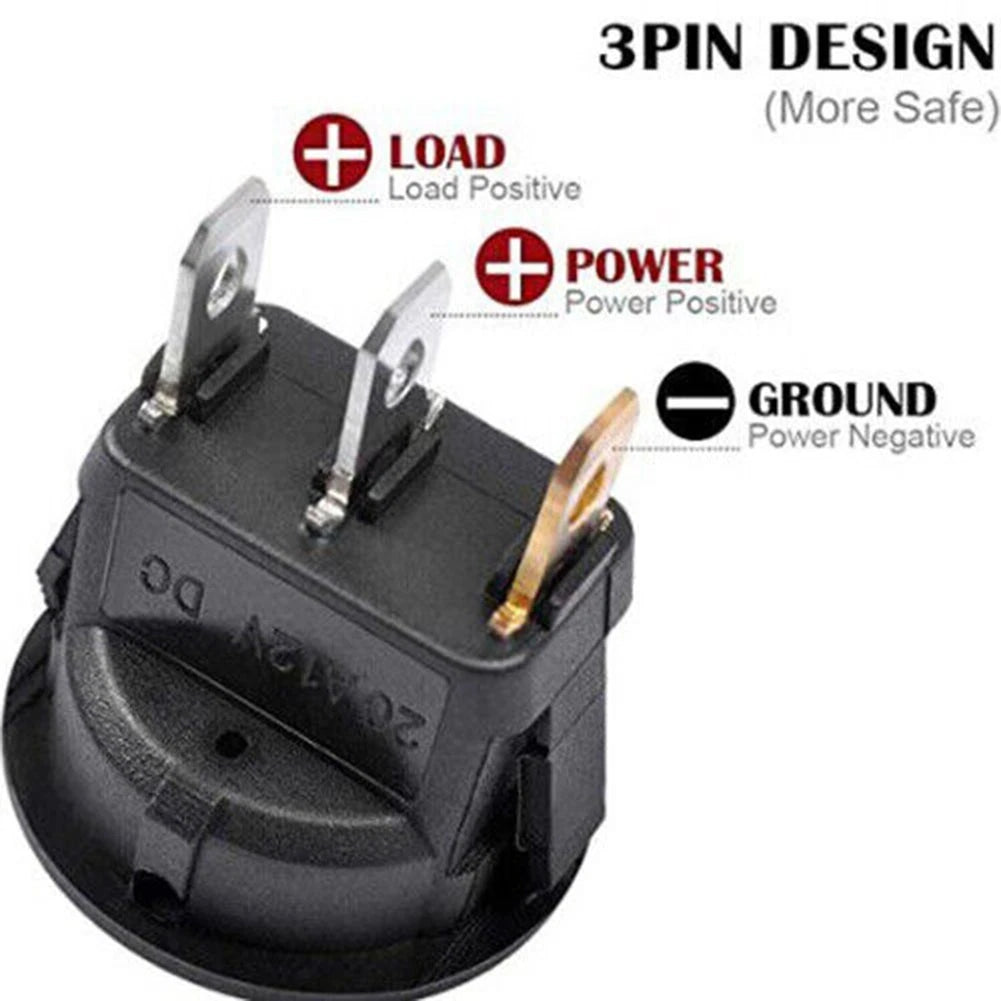 Set of 5 Round 3-Pin LED Switches for Automotive Applications