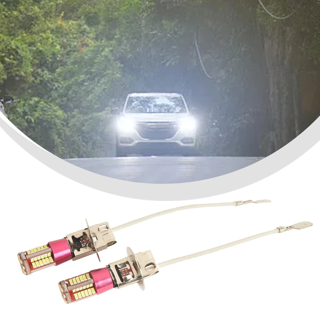 2Pcs H3 3014-57SMD LED Fog Light Bulb for DC 12/24V