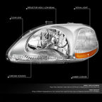 Set of 2 Chrome Housing Amber Corner Headlights for Honda Civic EK/EJ/EM (1996–1998)
