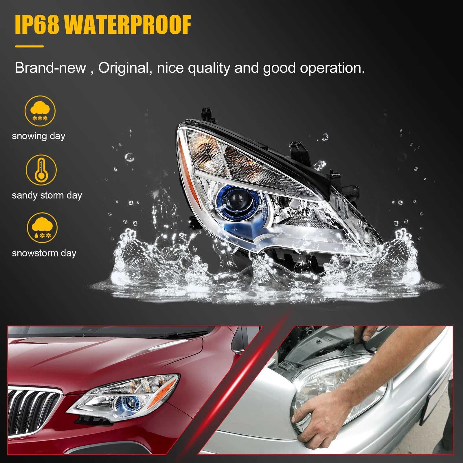 2Pcs Halogen Headlight with Bulbs for Buick Encore (2013–2016)