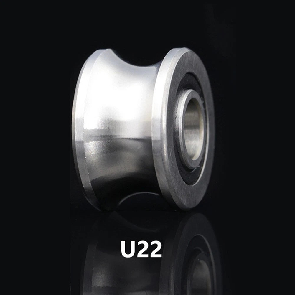 2X U22 Groove Round Bottom Track Pulley Bearing Sliding Rollers